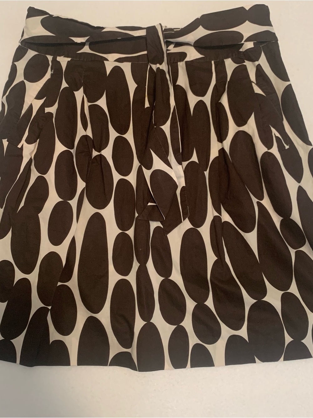 Ann Taylor Brown/Ivory Geometric Tie Waist Skirt, featuring a distinct brown